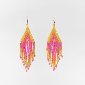 NWT. Zara Pink/Yellow Statement Beaded Earrings.